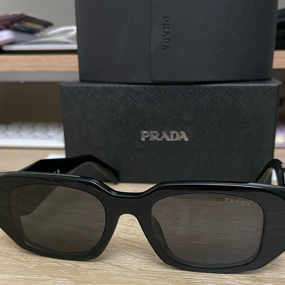 Prada PR 17WS Black rectangular sunglasses